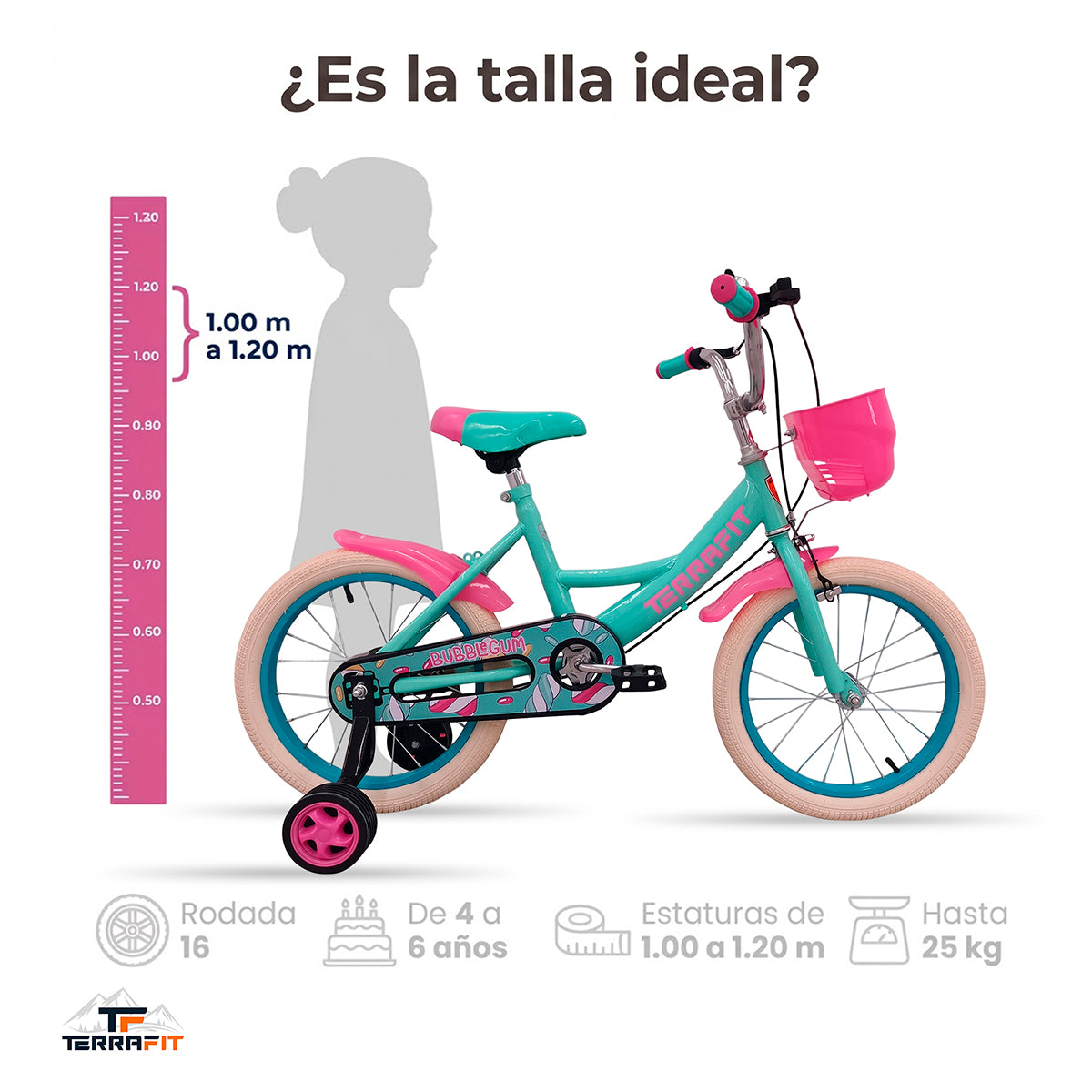 Bicicleta Infantil para Niña Bubblegum R16 Terrafit