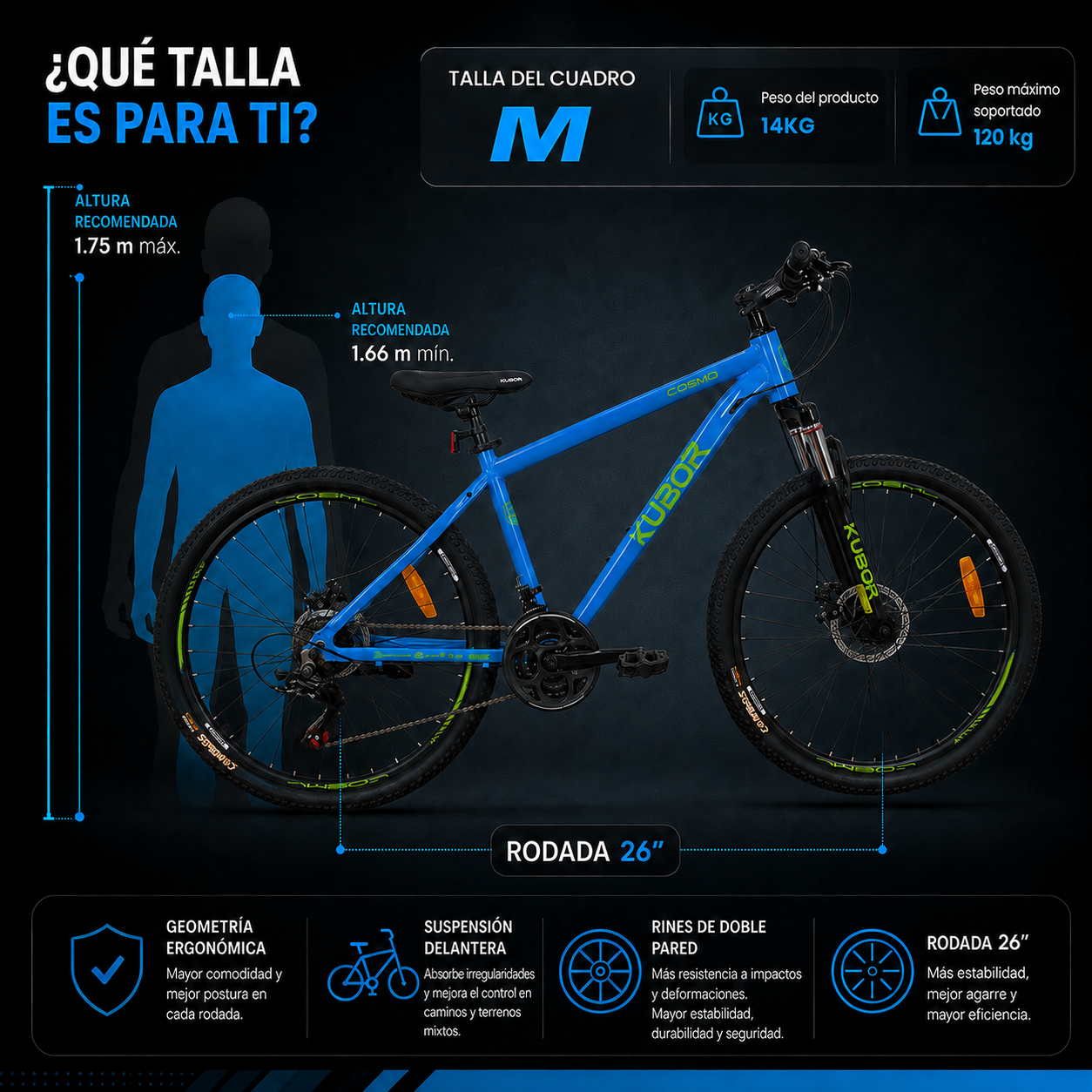 Bicicleta de Montaña Cosmo R26 21V KUBOR