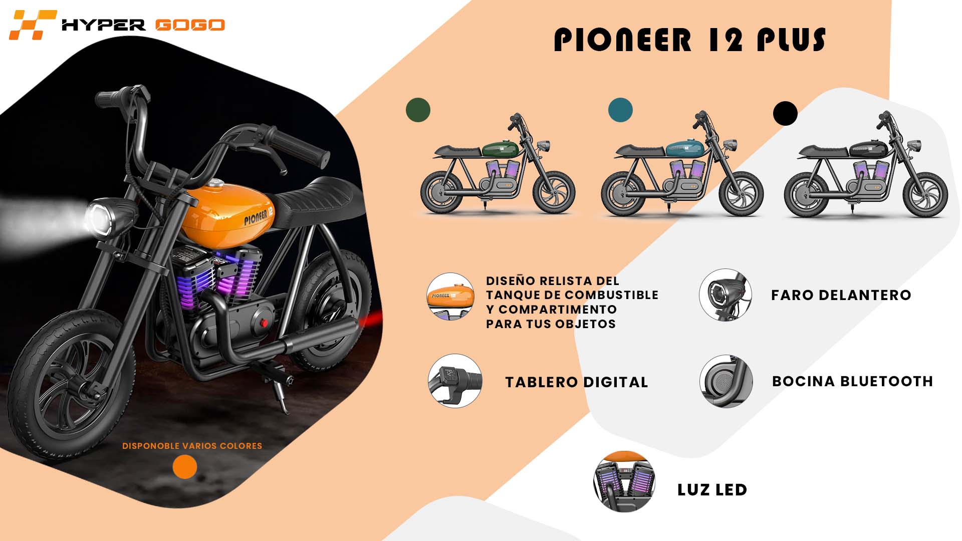 Moto Eléctrica Infantil Hyper Gogo Pioneer 12 Plus