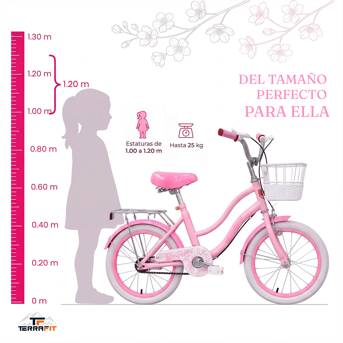 Bicicleta Infantil para Niña Flower R16 Terrafit