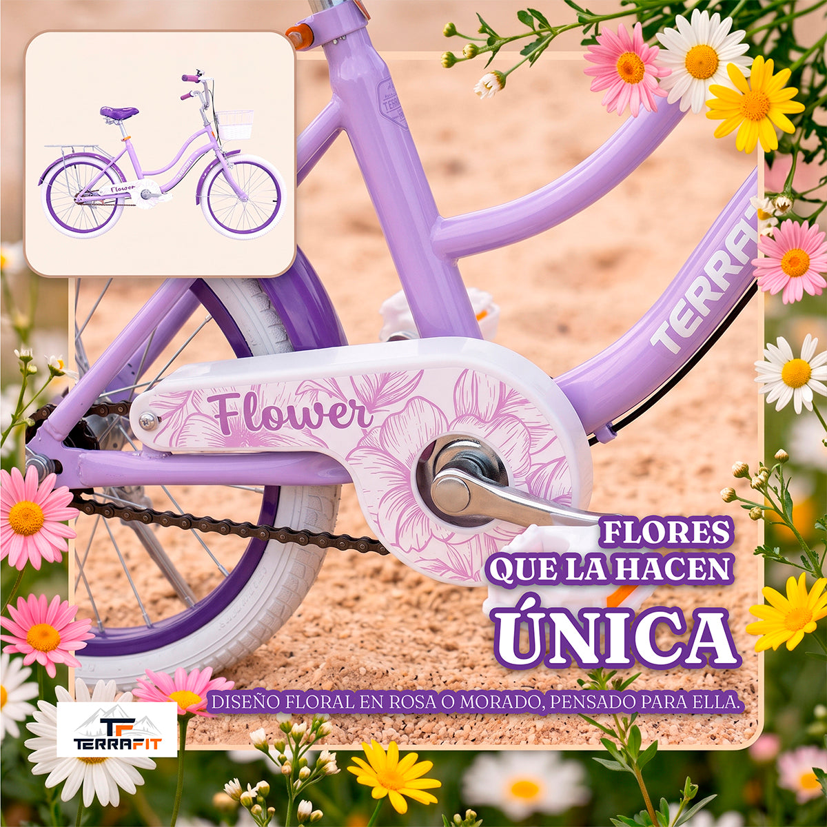 Bicicleta Infantil para Niña Flower R16 Terrafit