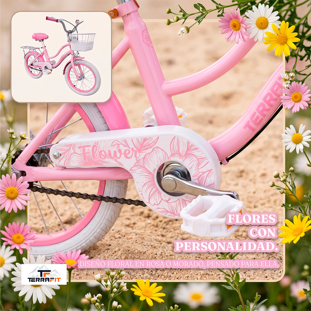 Bicicleta Infantil para Niña Flower R20 Terrafit