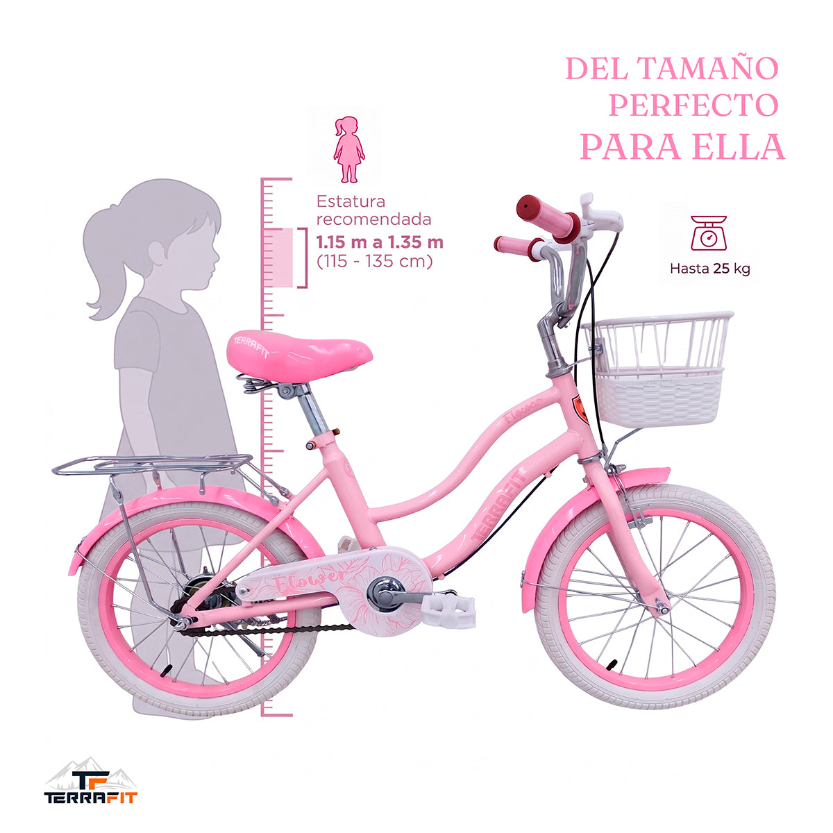 Bicicleta Infantil para Niña Flower R20 Terrafit