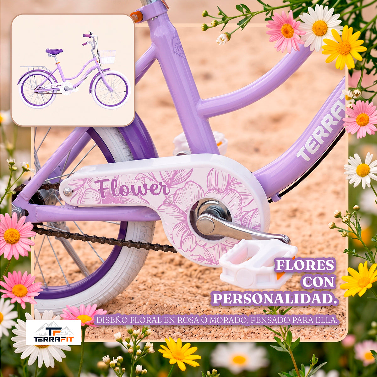 Bicicleta Infantil para Niña Flower R20 Terrafit