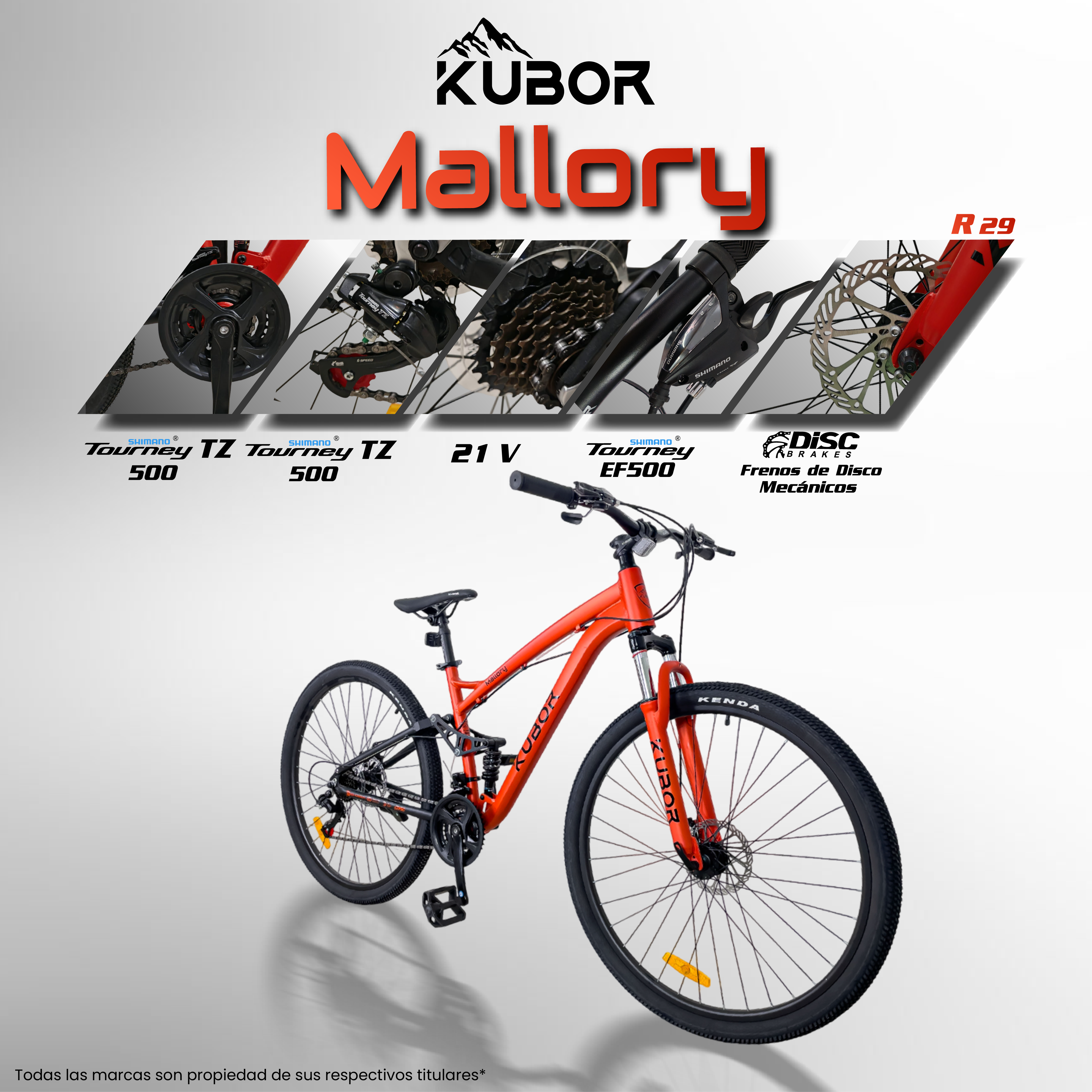 Bicicleta Montaña Mallory Rodada 29 de Doble Suspensión Kubor