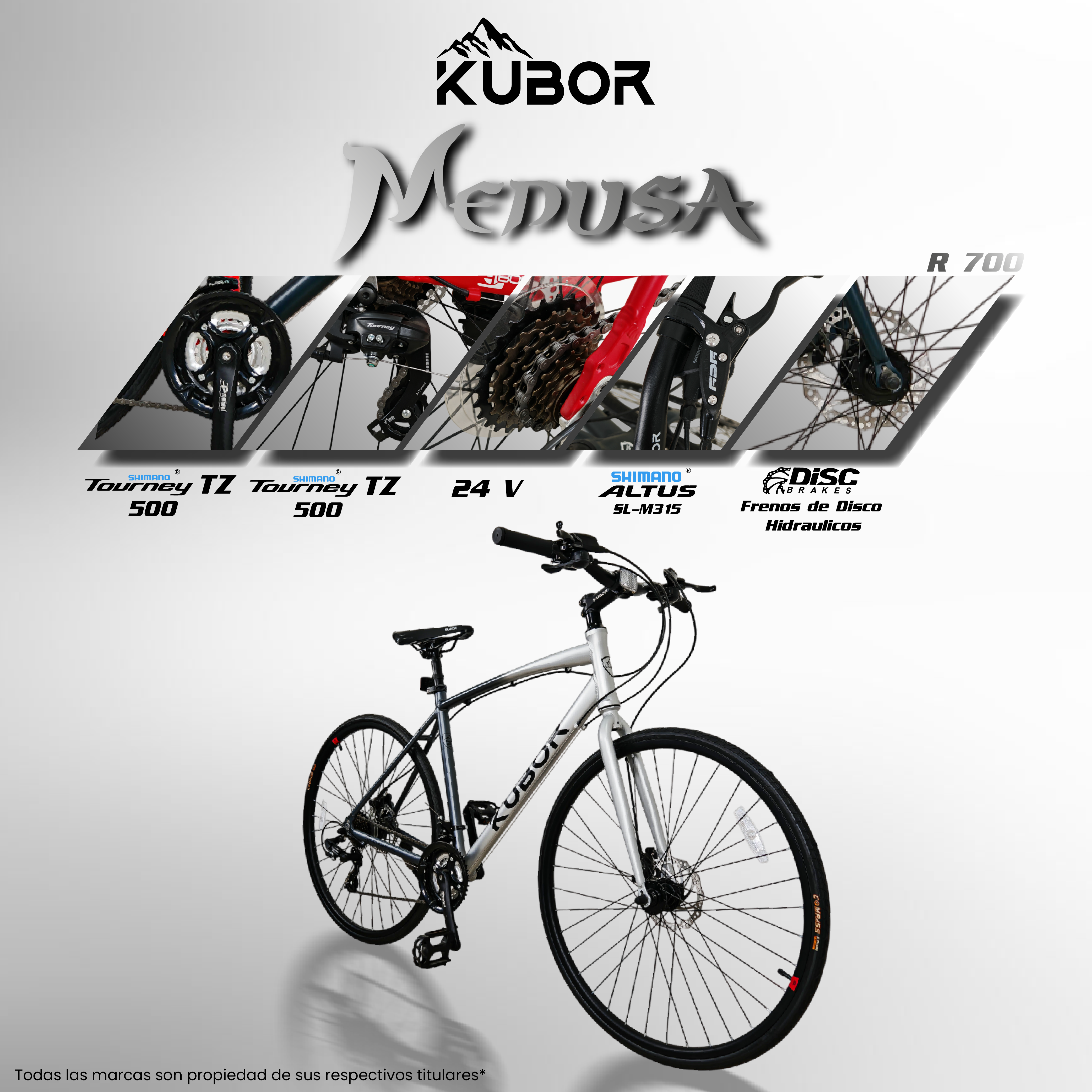 Bicicleta Híbrida Medusa Montaña Ruta Urbana R700 Aluminio