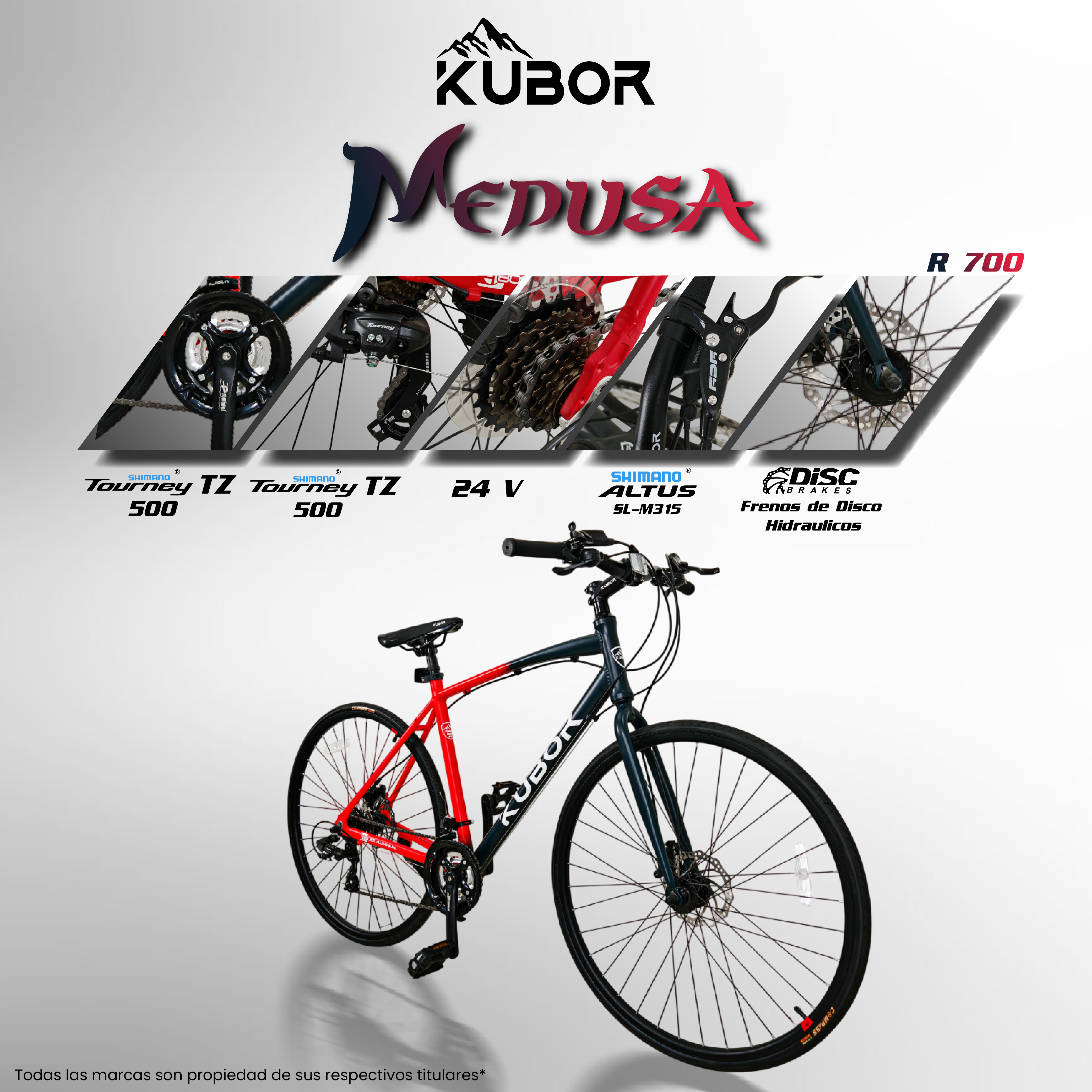 Bicicleta Híbrida Medusa Montaña Ruta Urbana R700 Aluminio