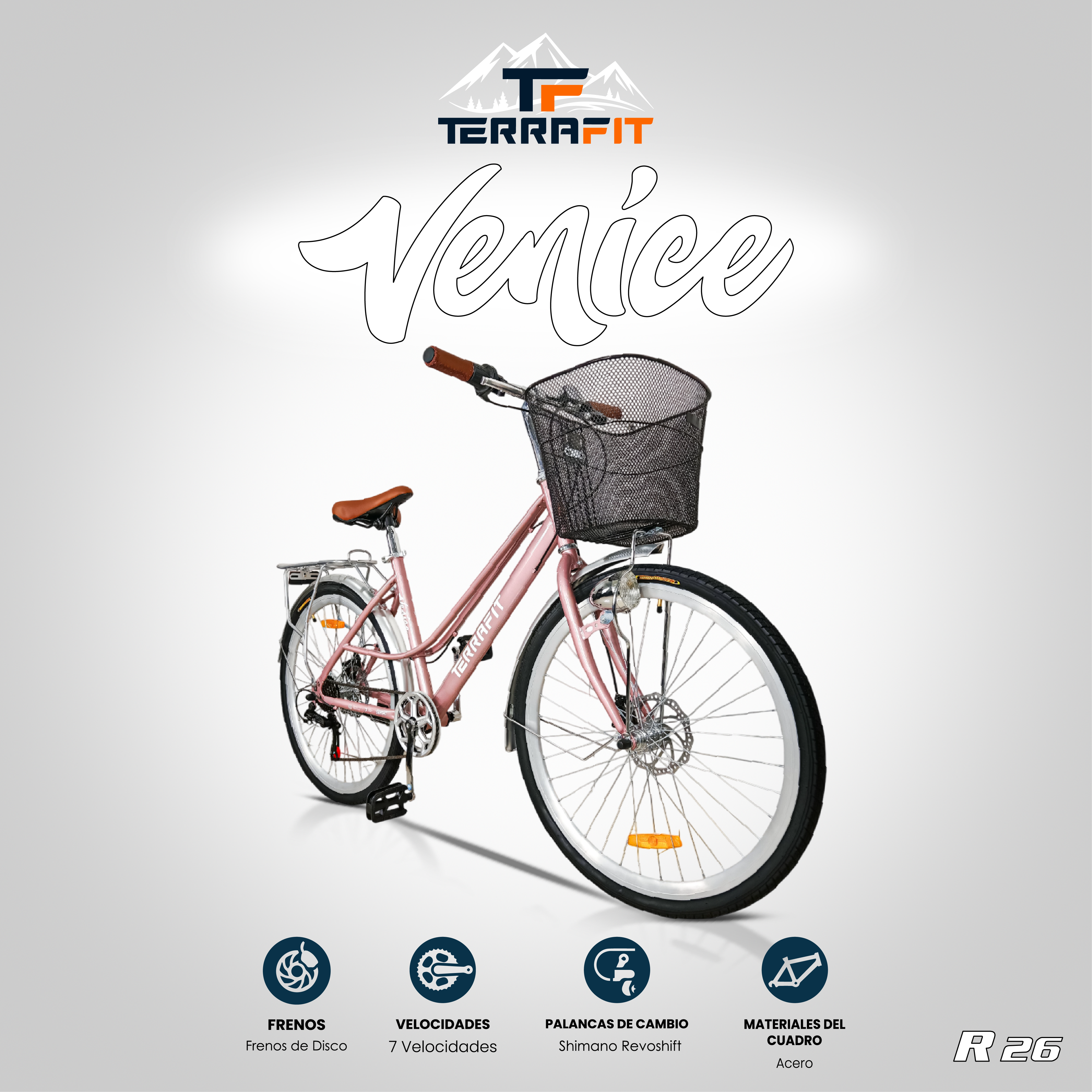 Bicicleta Vintage Venice 26 21V Frenos de Disco TerraFit