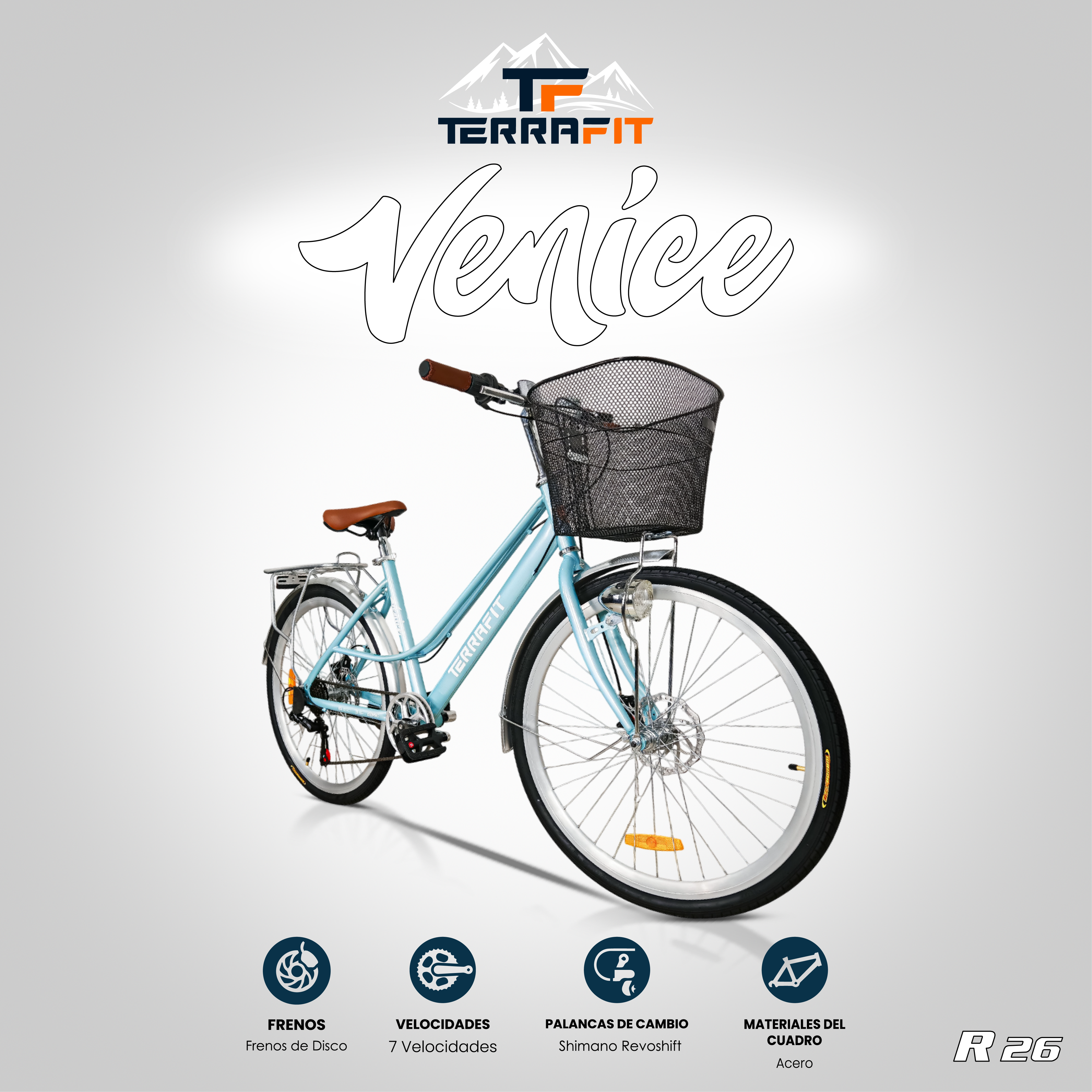 Bicicleta Vintage Venice 26 21V Frenos de Disco TerraFit