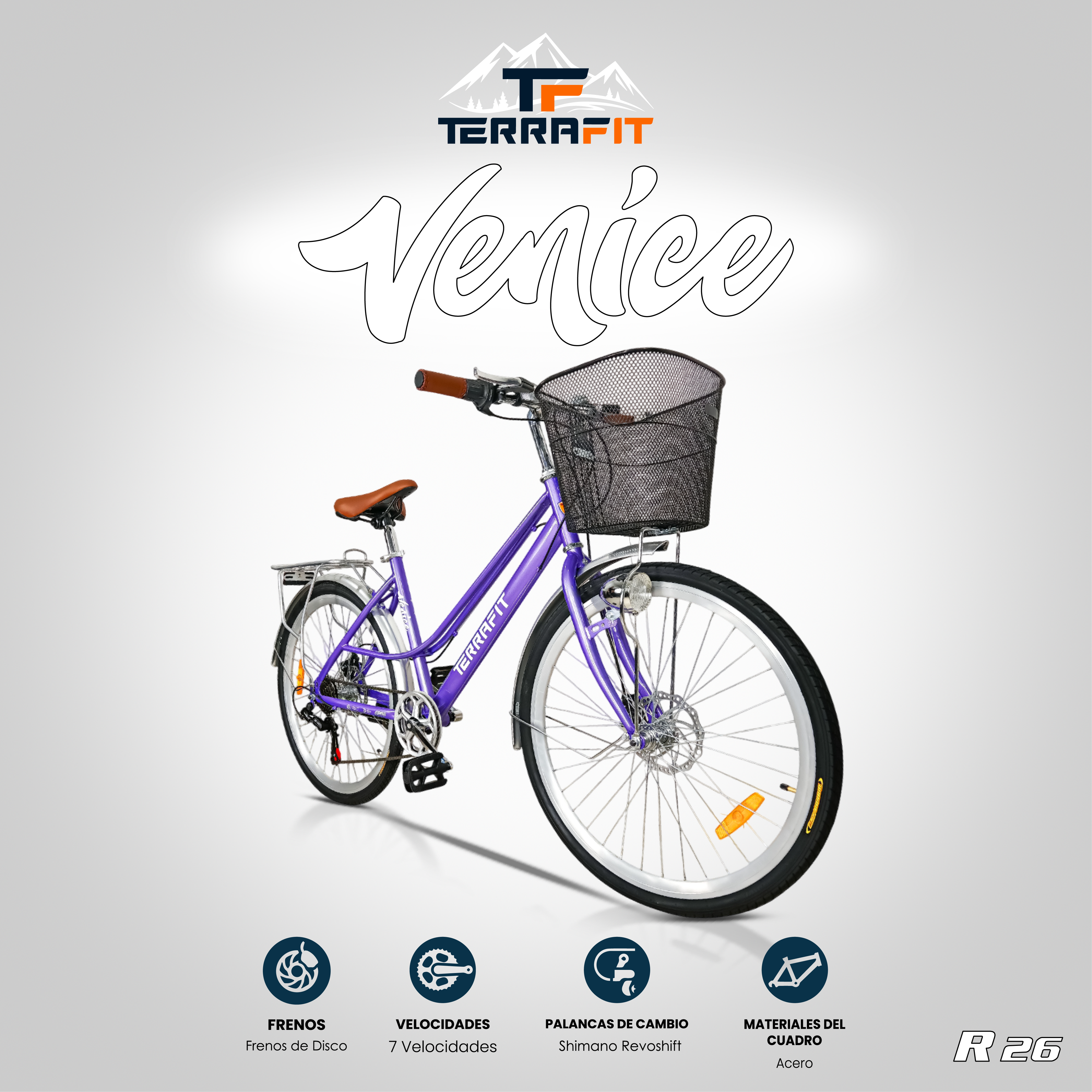 Bicicleta Vintage Venice 26 21V Frenos de Disco TerraFit