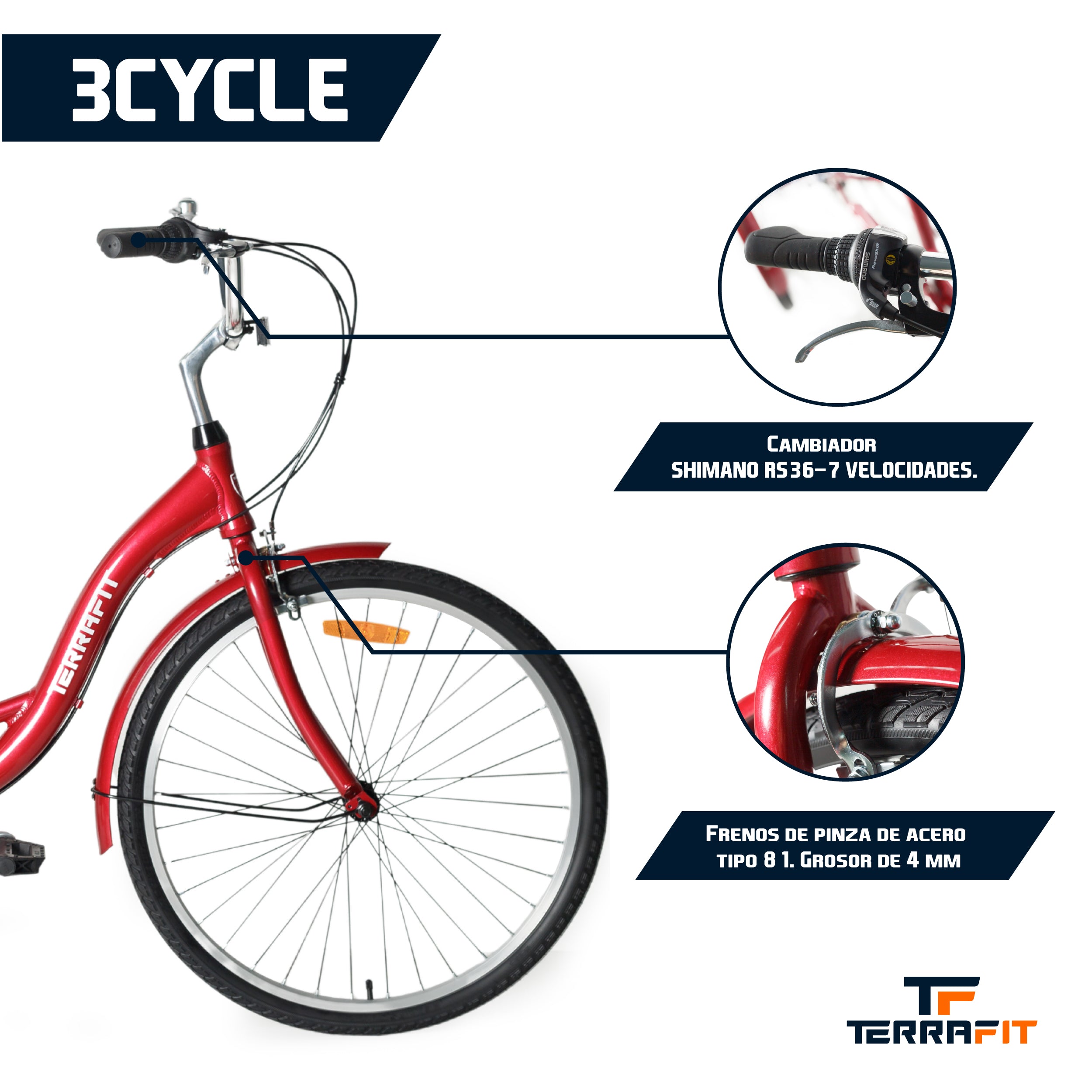 Triciclo para Adulto 3CYCLE Rodada 26 Shimano TerraFit