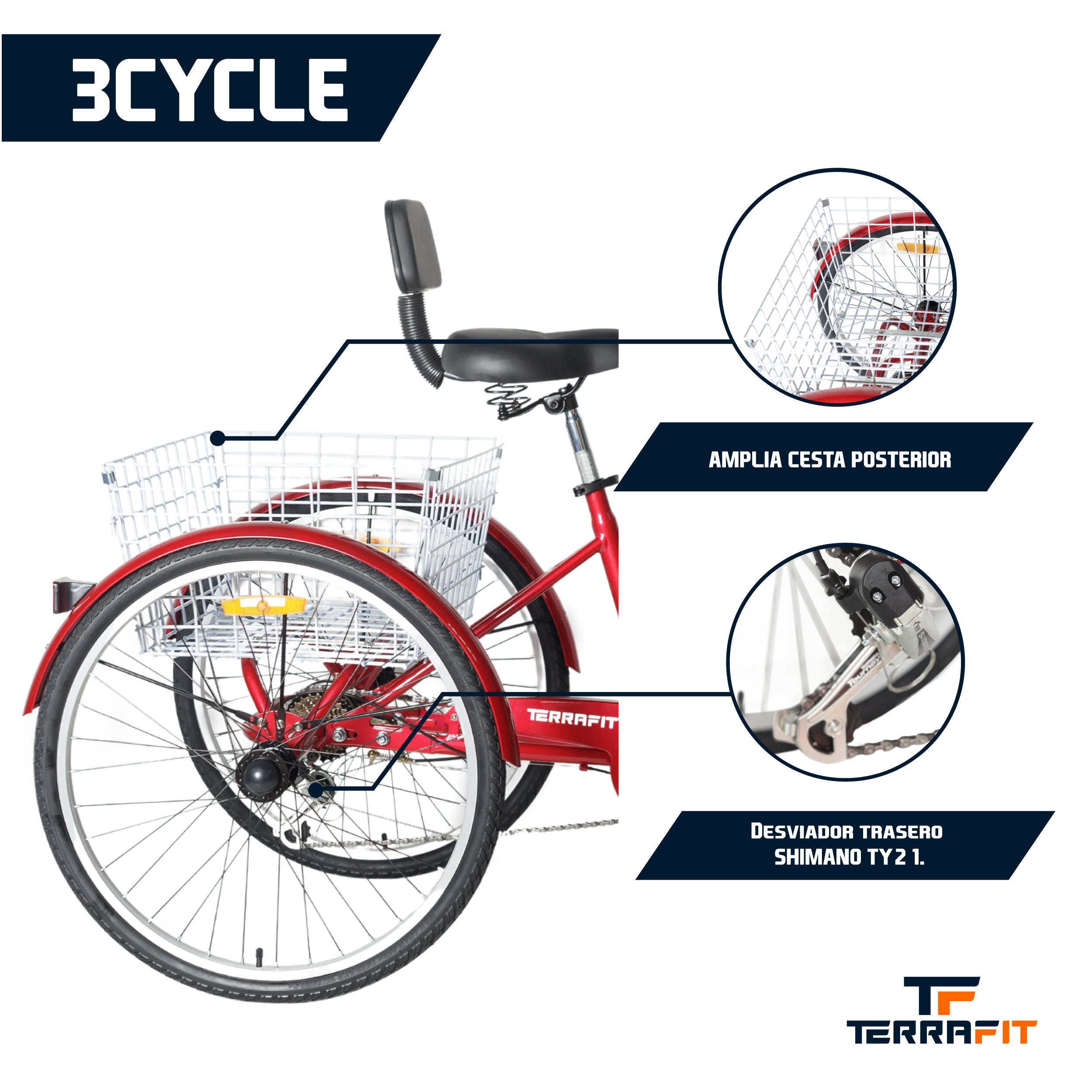 Triciclo para Adulto 3CYCLE Rodada 26 Shimano TerraFit