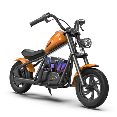 Hyper Gogo Cruiser 12 Plus verde - moto eléctrica infantil vista lateral luces LED