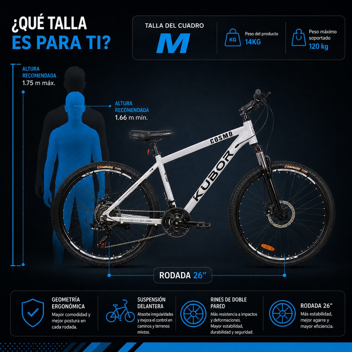 Bicicleta de Montaña Cosmo R26 21V KUBOR