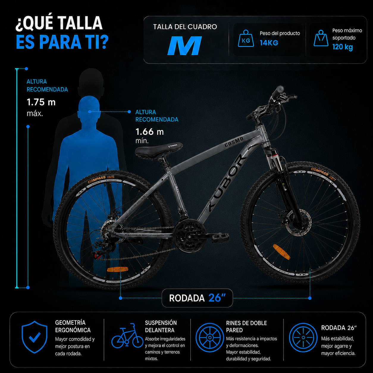 Bicicleta de Montaña Cosmo R26 21V KUBOR