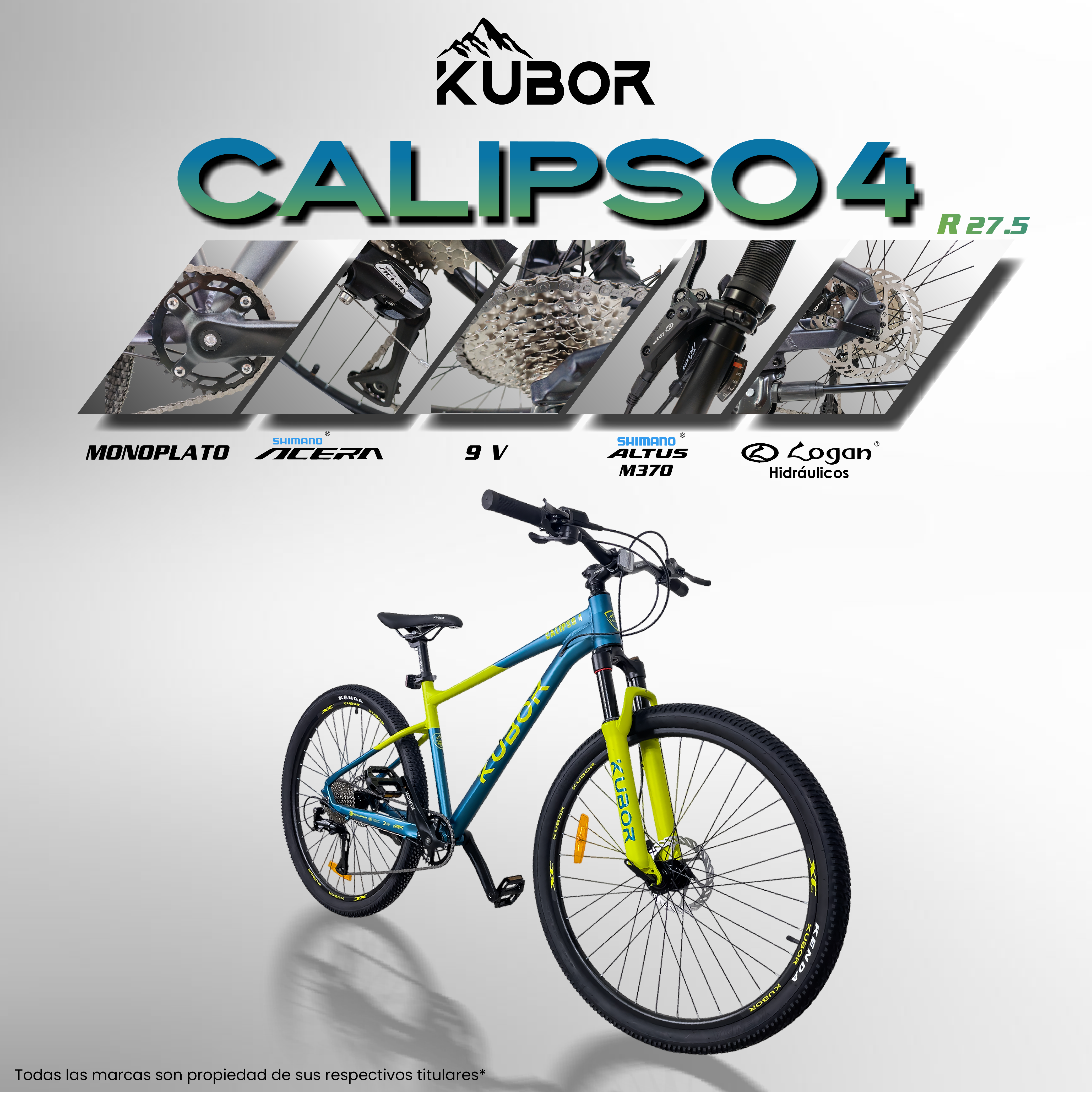 Bicicleta De Montaña Calipso 4 de Aluminio Rodada 27.5 9 Velocidades