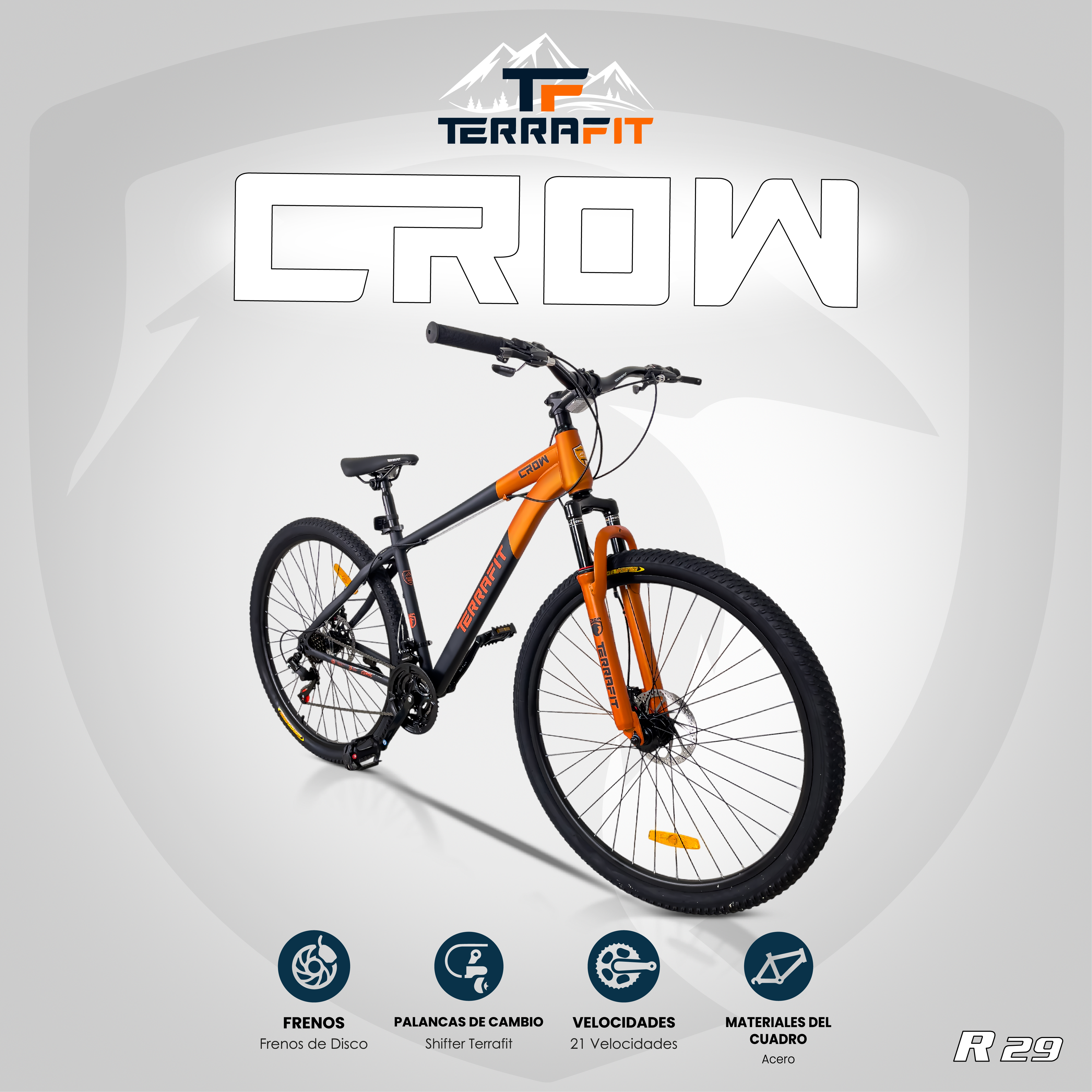 Bicicleta de Montaña CROW R29 21V Frenos de Disco Terrafit