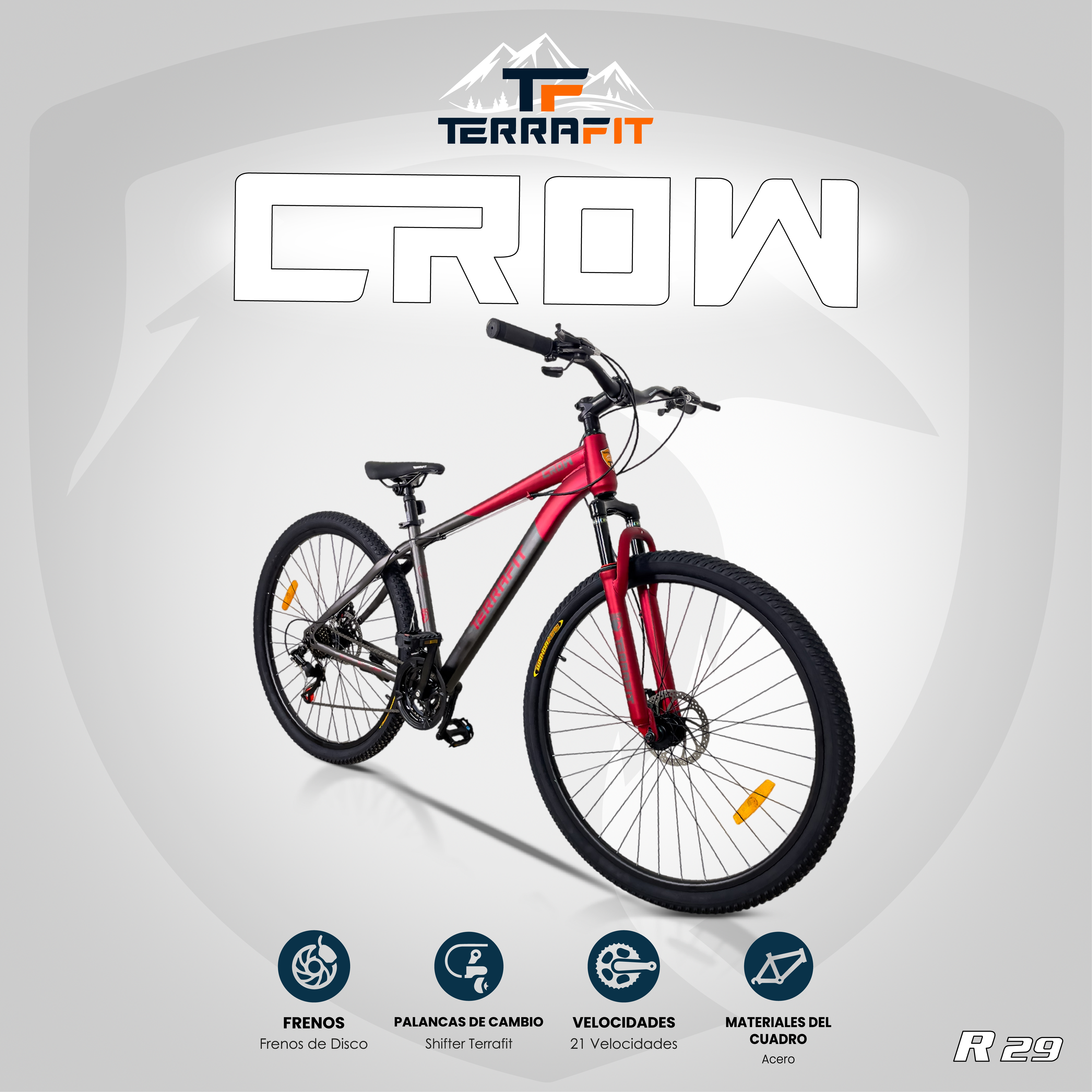 Bicicleta de Montaña CROW R29 21V Frenos de Disco Terrafit
