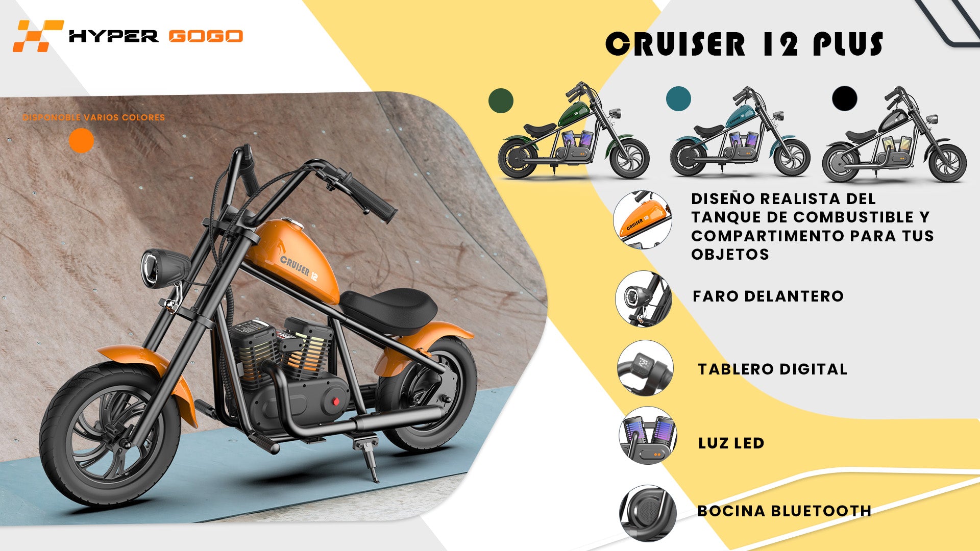 Moto Eléctrica Infantil Hyper Gogo Cruiser 12 Plus