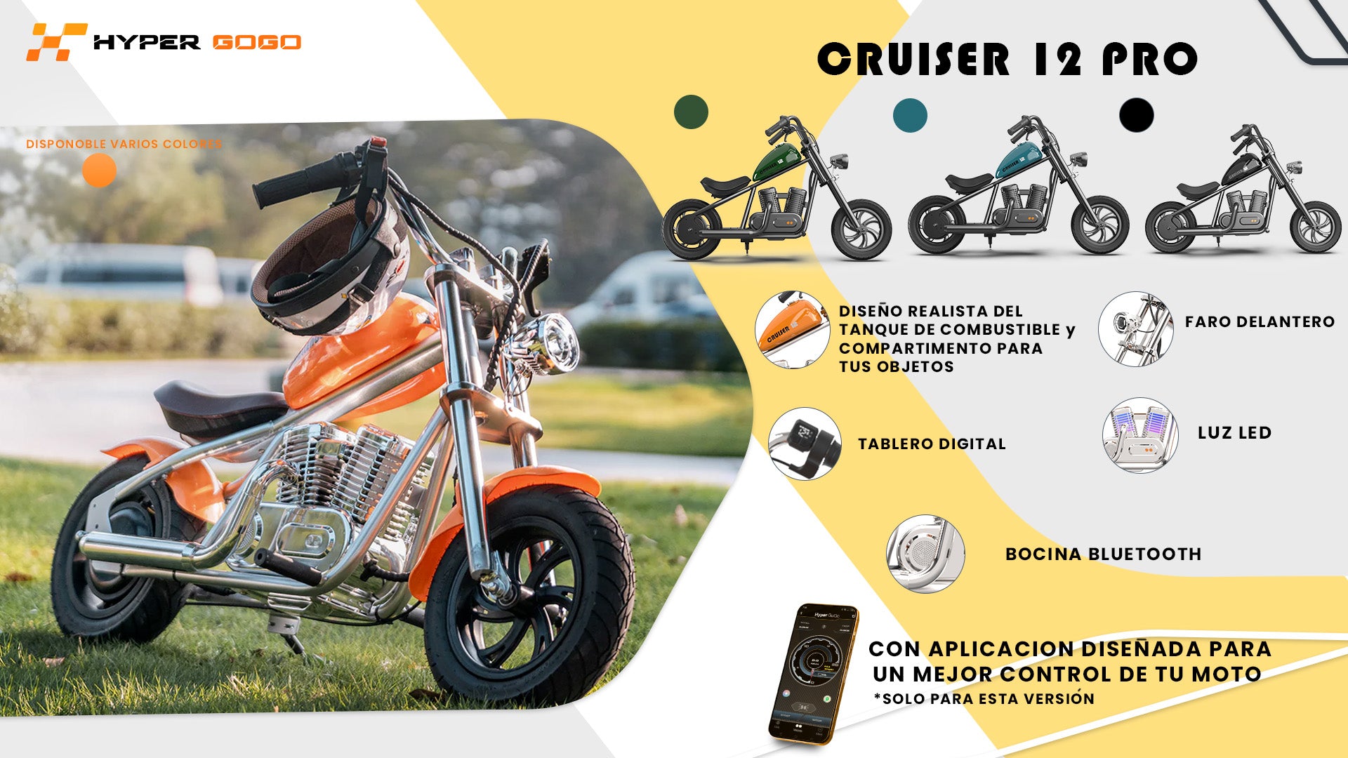 Moto Eléctrica Infantil Hyper Gogo Cruiser 12 Pro