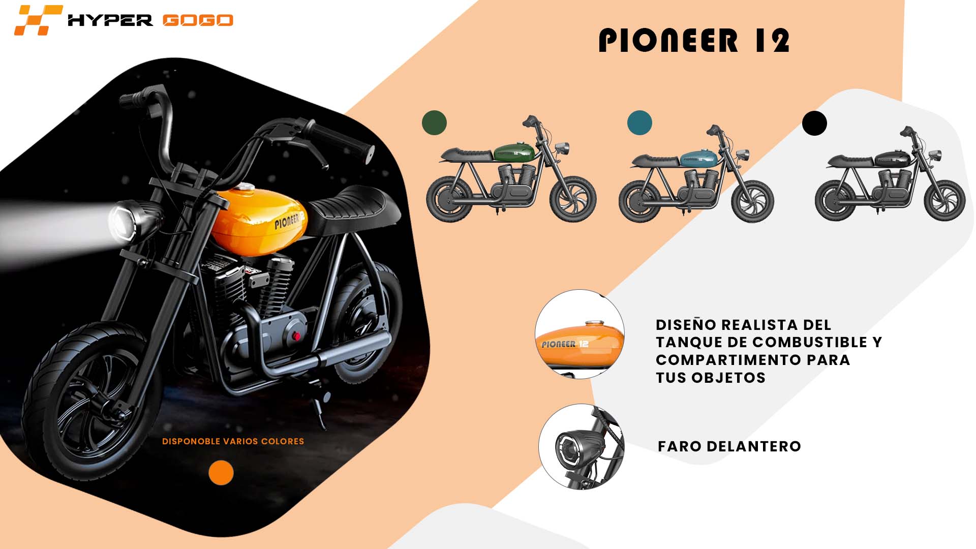 Moto Eléctrica Infantil Hyper Gogo Pioneer 12 Básica