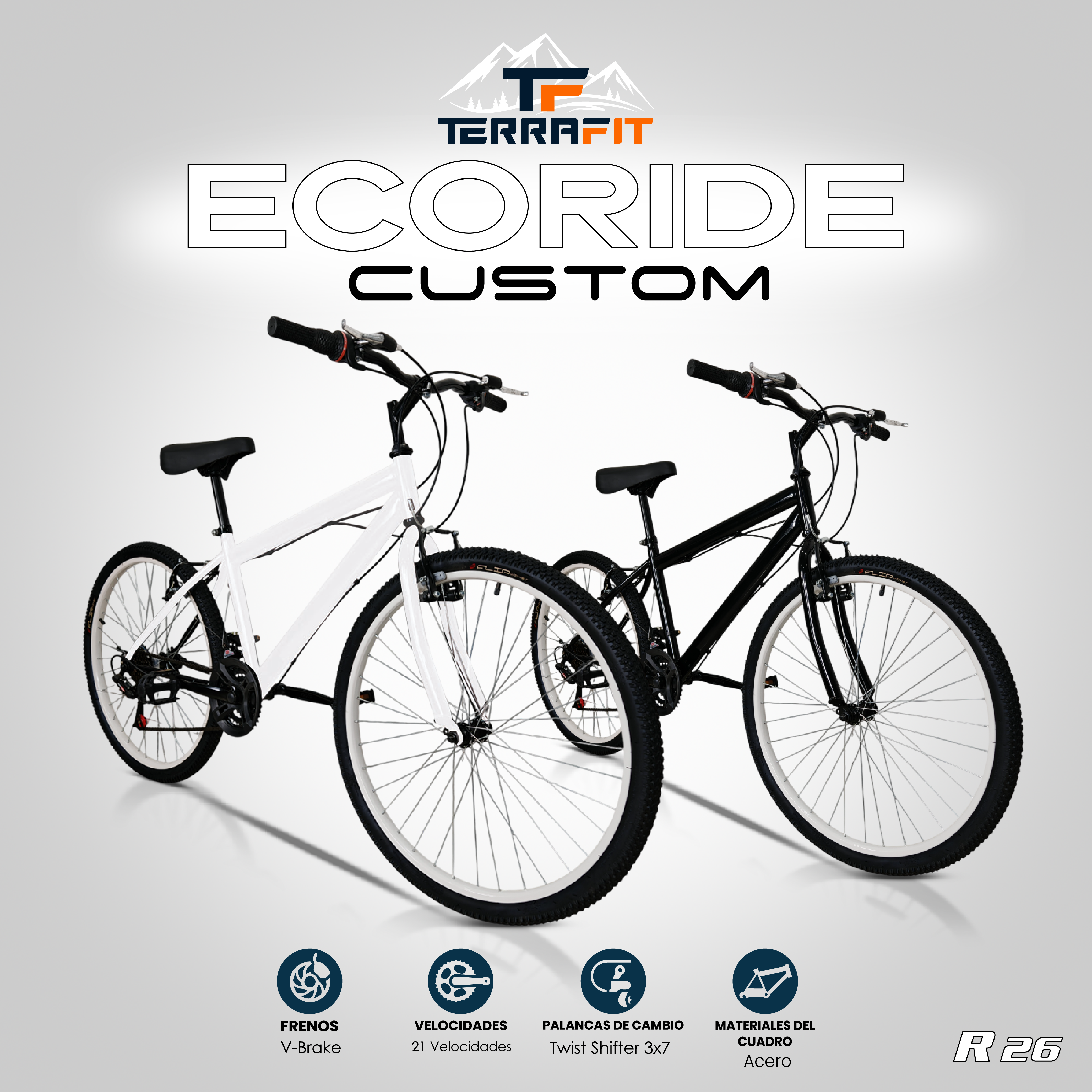 Bicicleta Ecoride Rodada 26 21 Velocidades Frenos de Disco TerraFit