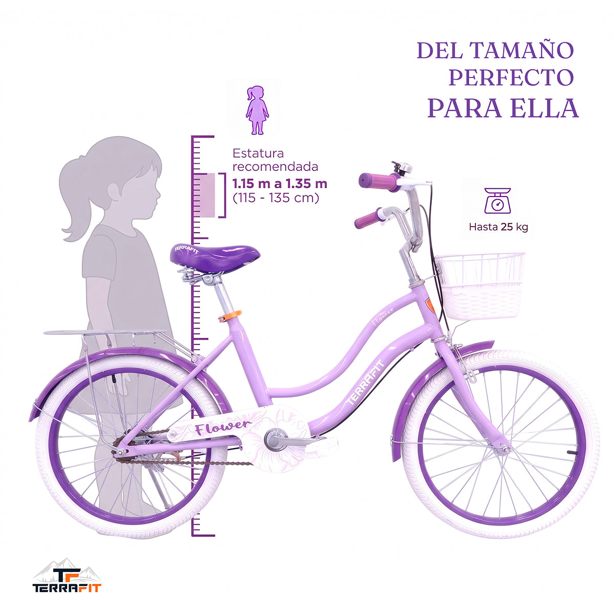 Bicicleta Infantil para Niña Flower R20 Terrafit
