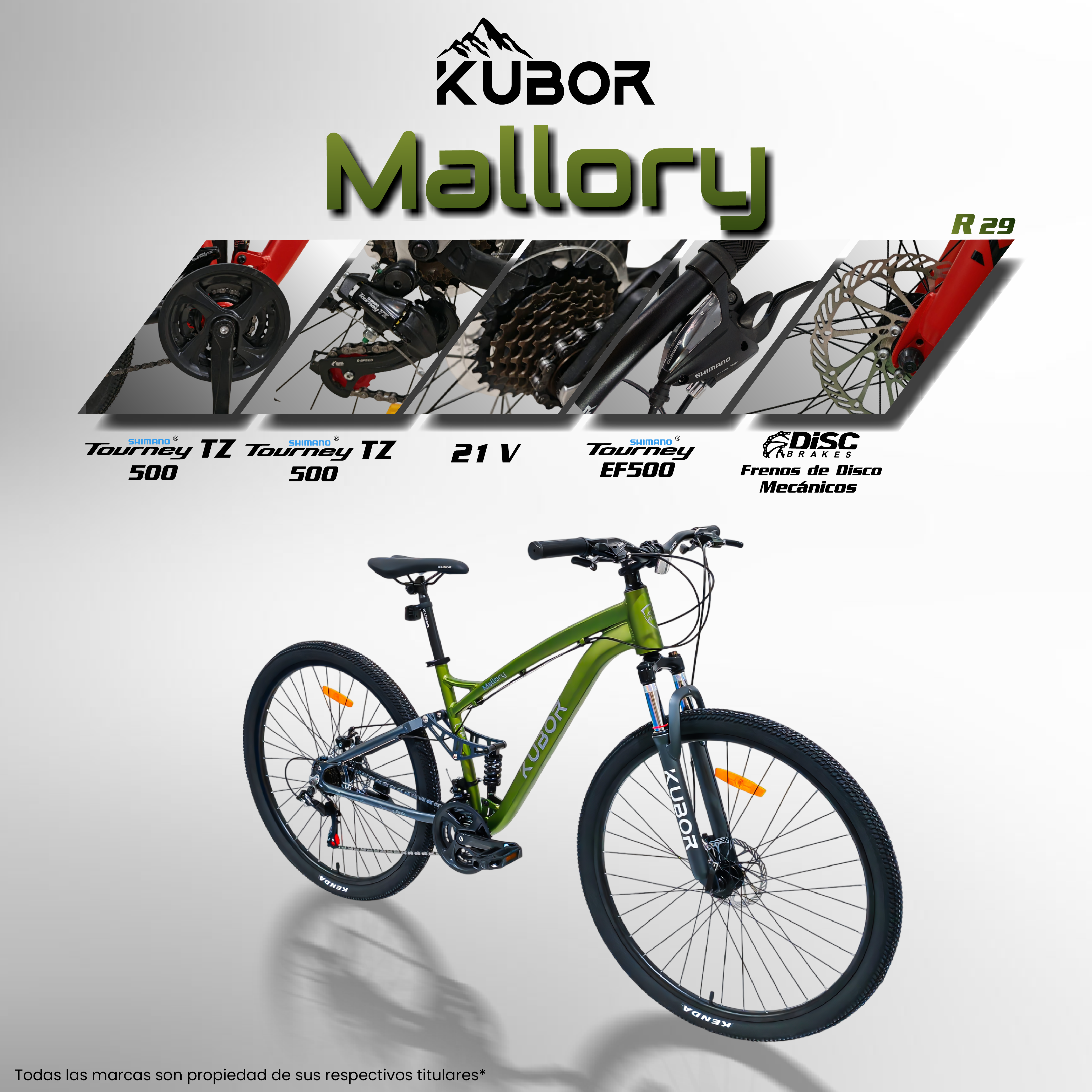 Bicicleta Montaña Mallory Rodada 29 de Doble Suspensión Kubor