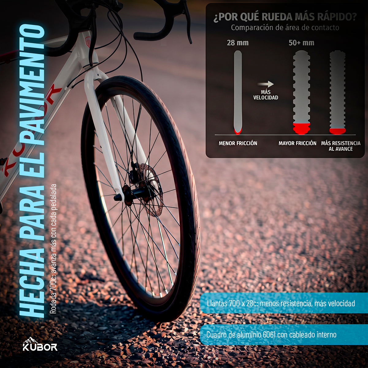 Bicicleta de Ruta Pegaso R700 14V Kubor de Aluminio con Frenos de Disco
