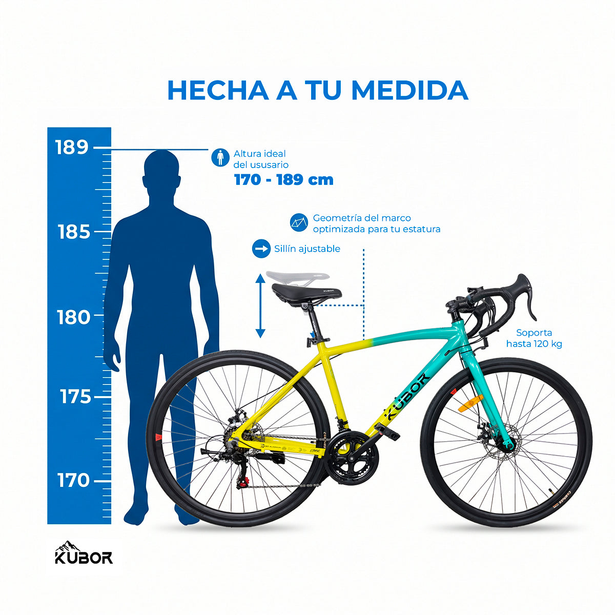 Bicicleta de Ruta Pegaso R700 14V Kubor de Aluminio con Frenos de Disco